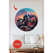 KOSS Dijital Retro Motosiklet Yuvarlak Sticker Renkli Tasarım Dekoratif Çıkartma Ev Ofis Duvar Dekoru