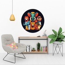 KOSS Dijital Sevimli Amazon Hayvanları Yuvarlak Sticker, Yuvarlak Şekilli Sticker, Çocuk Odası Duvar Dekoru