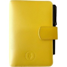Eng Leather Saffiano Deri Koleksiyonu  A6 Defter & Kalem Çantası Bright Yellow