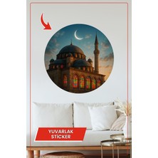 KOSS Dijital Cami Hilal Ay Vitray Yuvarlak Sticker Dekoratif Çıkartma Duvar Ev Çocuk Odası Ramazan Akşamı