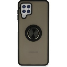  Samsung Galaxy A22 Kılıf Montreal Yüzüklü Silikon Kapak - Siyah