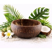 Kuru Yeşil Hindistan Cevizi Kasesi - 1 Adet – Smooth – Jumbo - El Yapımı – Doğal – Salata ve Çerezlik – Parlak