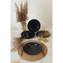 Keramika Siyah Assos Pasta Tabağı 22 cm 6 Adet 650