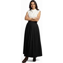 Salome Butik Kadın Piliseli Maxi Boy Poplin Etek