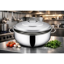 Net Çelik Helvane Tencere Kapaklı 32X15 cm 12 Litre