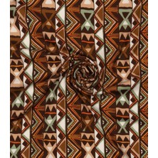 Podyum Baskı Kahve Rengi Etnik Desenli Dijital Baskılı Döşemelik Koltuk Kumaşı, Kırlent, Minder Kaplama Kumaşı 100X140