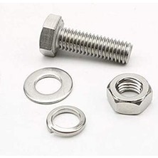 Labshop41 Akb M6X10MM Altıköşe (Altıgen,anahtar) Başlı Vida , Somun , Rondela ve Yaylı Pul  10 Takım  (RF145)