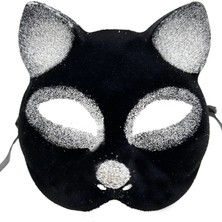 Magicool Siyah Renk Gümüş Simli Süet Kaplama Kedi Maskesi 18X14 cm
