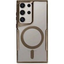  Samsung Galaxy S23 Ultra Kılıf Boyi Magsafe Silikon Kapak - Kahverengi