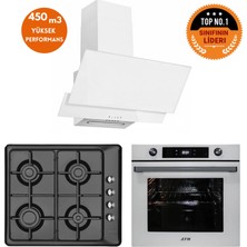 Eminçelik ve Afm Tech Markalı / Snow Turbolu Emaye Ocak Ankastre Beyaz Set (31 222 + FM7701+FM3301)