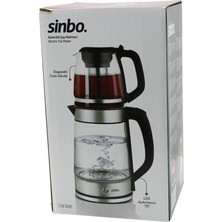 Go İthalat Cam Elektrikli Çay Seti Çaycı 2lt+1.2lt 1500W Mavi Ledli 360 Derece Çelik Süzgeç Krom Kaplama (5473)