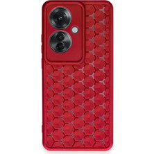   Reno 11F Kılıf Petek Silikon Kapak - Kırmızı