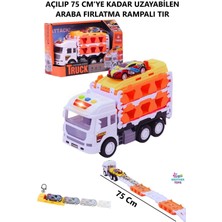 Brother Toys Araba Fırlatan Taşıyıcı Tır Sesli Işıklı 75 Cm. Açılabilen Metal Araba Fırlatma Rampası