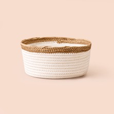 Simple Living Boho Style Sepet - Beyaz / Bej - 18X8 cm