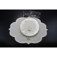 Nakışkonsept Papatya Desen Nakış Işlemeli 6 Kişilik 18 Parça Parça Amerikan Servis Takımı