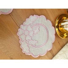 Nakışkonsept Çiçek Desen  Kenarlı Kokteyl Peçete 6 Adet