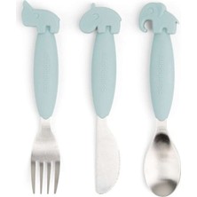 Done By Deer Done by Deer - Deer Friends - Paslanmaz Çelik Çatal, Kaşık ve Bıçak Seti - Mavi