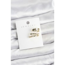 Clariss Gold Renk Zirkon Taşlı Pirinç Kıkırdak Küpe