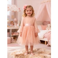 Lunas Tekstil Tokalı Puantyeli Kabarık Tüllü Elbise