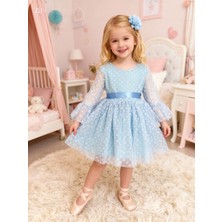 Lunas Tekstil Tokalı Puantyeli Kabarık Tüllü Elbise