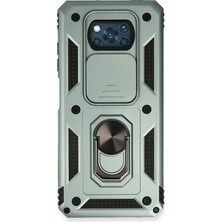   Pocophone X3 Kılıf Pars Lens Yüzüklü Silikon - Yeşil