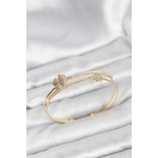 Clariss Pirinç Gold Renk Yonca Model Kadın Bileklik