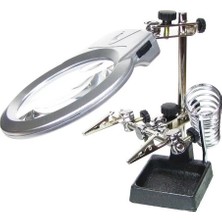 Magicool Ayarlanabilir Başlıklı Elektronikçi Yardım Lehim Standı ile Ledli Büyüteç