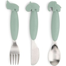 Done By Deer Done by Deer - Deer Friends - Paslanmaz Çelik Çatal, Kaşık ve Bıçak Seti - Yeşil