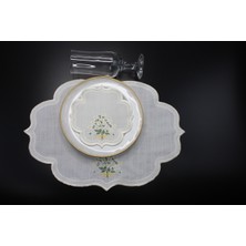 Nakışkonsept Papatya Desen Nakış Işlemeli 6 Kişilik 18 Parça Parça Amerikan Servis Takımı