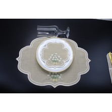 Nakışkonsept Papatya Desen Nakış Işlemeli 6 Kişilik 18 Parça Parça Amerikan Servis Takımı