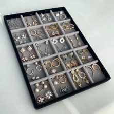 Megass Dekor Üsküp Model Süet Kumaş Çift Renk 34 cm / 24 cm 20 Bölmeli Takı Standı