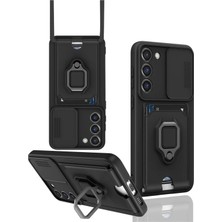  Samsung Galaxy S24 Plus Kılıf Zuma Kartvizitli Yüzüklü Silikon - Siyah