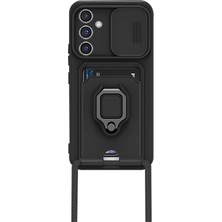  Samsung Galaxy A25 5g Kılıf Zuma Kartvizitli Yüzüklü Silikon - Siyah