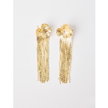 Jimmy Key Altın Rengi Yaprak Figürlü Sallantılı Küpe