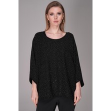 Journey Kayık Yaka-Taşlı Yarasa Kol, Bluz