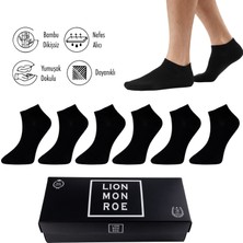 Lion Monroe Bambu Erkek Patik Düz Siyah Çorap Dikişsiz Premium Kutulu 6'lı