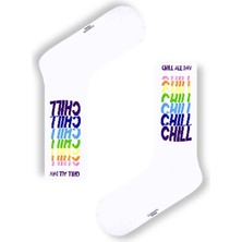 Carnaval Socks Chıll Yazılı Beyaz Tenis Çorap