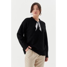 Shopping Shop Fular Yaka Yumuşak Kazak Sıyah