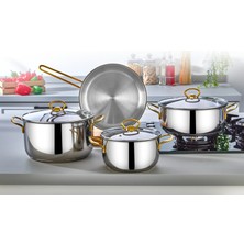 Net Çelik Netlon Eftelya 7 Parça Çelik Tencere Seti