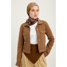 Schaless Mercan Bahçesi - Koyu Kahverengi - Efilia Desenli Eşarp - 90X90 cm