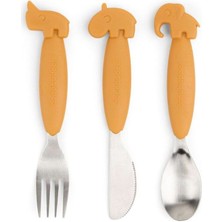 Done By Deer Done by Deer - Deer Friends - Paslanmaz Çelik Çatal, Kaşık ve Bıçak Seti - Hardal