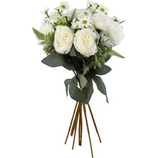 Dekorsende Yapay Şakayık ve Papatya Buketi Beyaz 47 cm