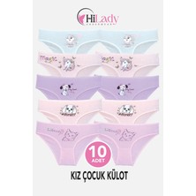 Hilady Kız Çocuk Külot, Yumuşak Pamuklu Kumaş, Lastikli, 10'lu Paket Karışık Renkli Slip