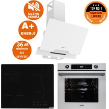 Ferre ve Afm Tech Marka Sessiz Ajax Elek.vitro Beyaz Dijital Ankastre Set (D064-SA + V6-04 +FM7701)