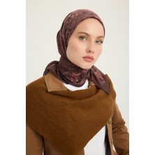 Schaless Sonsuz Aşk - Kahverengi - Efilia Desenli Eşarp - 90X90 cm