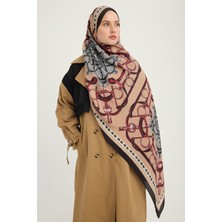 Schaless Süvarinin Arması - Bordo - Vierra Desenli Viskon Şal - 70X190 cm