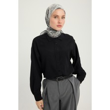 Schaless Çiçek Tahtı - Gri - Efilia Desenli Eşarp - 90X90 cm