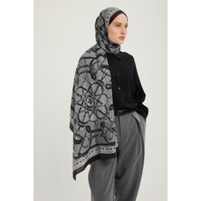 Schaless Süvarinin Arması - Siyah - Vierra Desenli Viskon Şal - 70X190 cm
