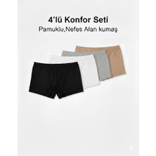 Woan Pamuklu 4’lü Bayan Boxer Konfor Seti | Nefes Alan, Yumuşak Dokulu Iç Giyim