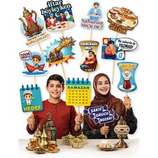 Behind Party Store Ramazan Konuşma Balonları 12 Adet – Iftar Sahur Temalı Eğlenceli Fotoğraf Aksesuar Seti